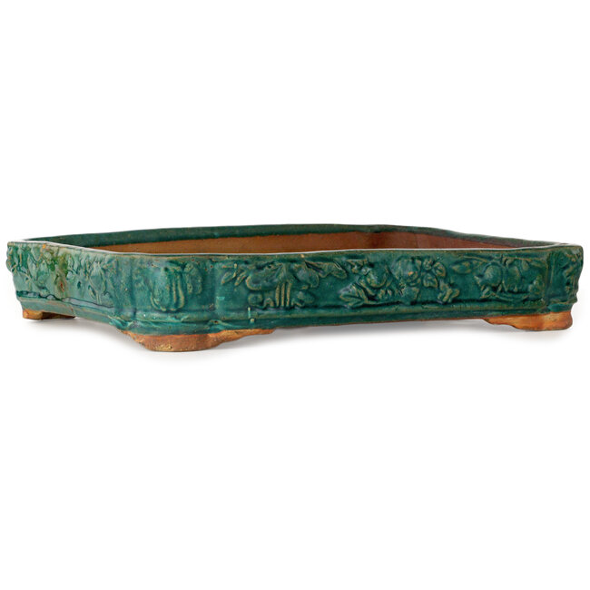 Rectangular green bonsai pot by Kanto - 522 x 377 x 85 mm