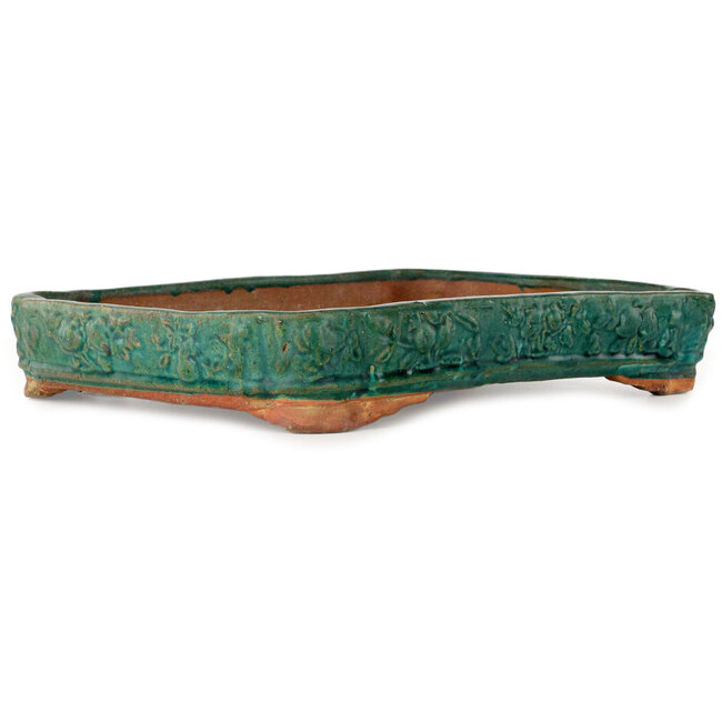 Rectangular green bonsai pot by Kanto - 522 x 377 x 85 mm