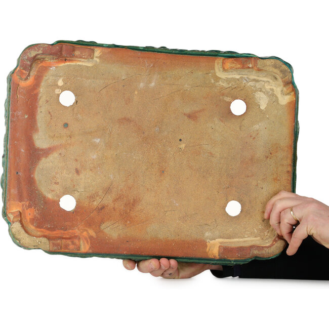 Maceta rectangular verde para bonsái de Kanto - 522 x 377 x 85 mm