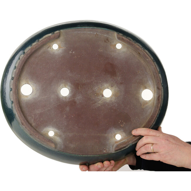 Maceta ovalada verde para bonsái de Yamaaki - 535 x 460 x 110 mm