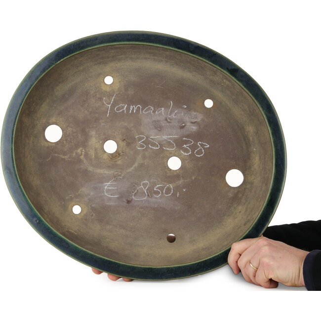 Ovale groene bonsaipot van Yamaaki - 535 x 460 x 110 mm