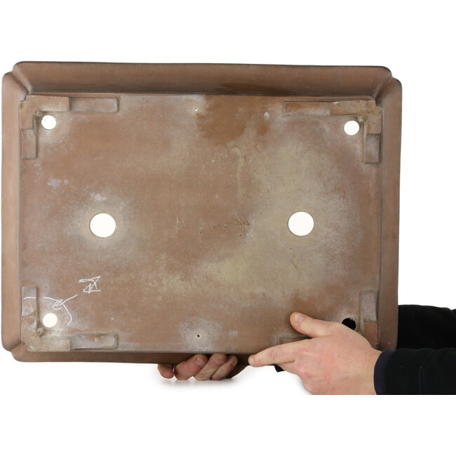 Pot à bonsaï rectangulaire non émaillé de Sanpou - 590 x 447 x 160 mm