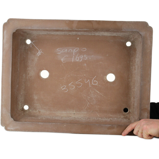 Rectangular unglazed bonsai pot by Sanpou - 590 x 447 x 160 mm