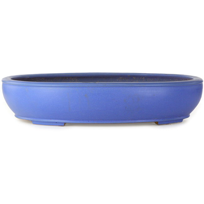 Vaso bonsai ovale blu di Seizan (Reihou, Kataoka Katsushi, fornace del maestro Seizan) - 560 x 450 x 115 mm
