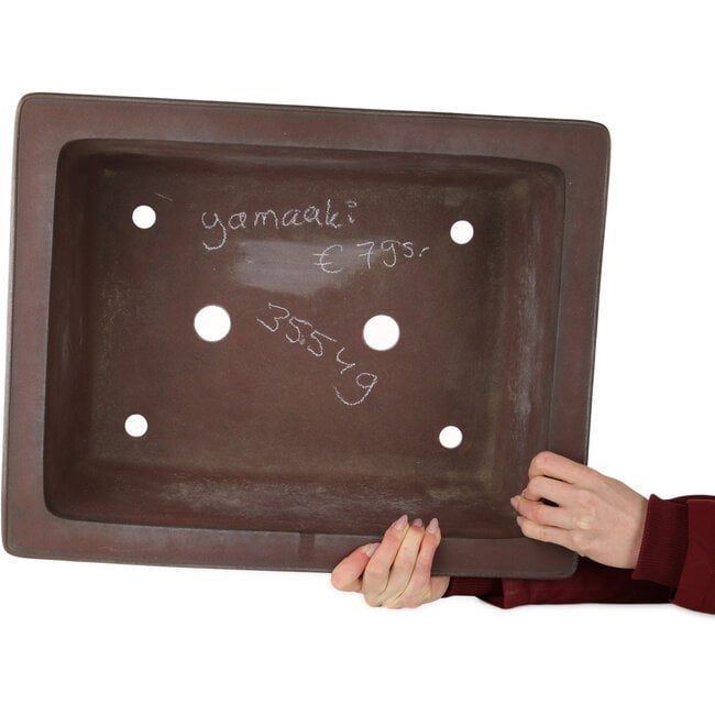 Maceta rectangular sin esmaltar para bonsái de Yamaaki - 505 x 403 x 182 mm