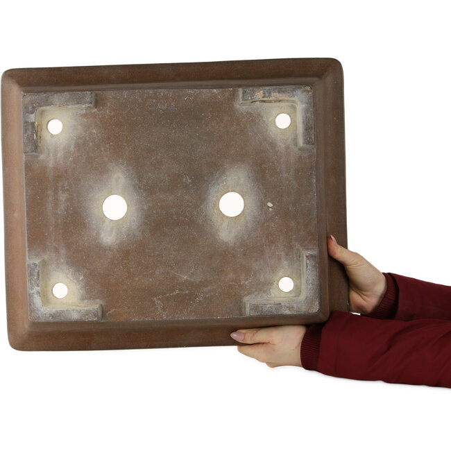 Pot à bonsaï rectangulaire non émaillé de Yamaaki - 473 x 390 x 148 mm