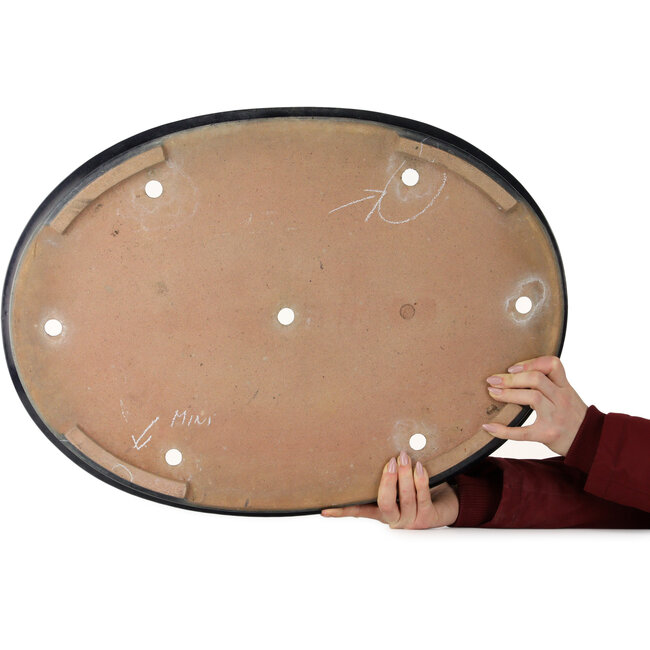 Oval blue bonsai pot by Seizan (Reihou, Kataoka Katsushi, master Seizan kiln) - 627 x 457 x 70 mm