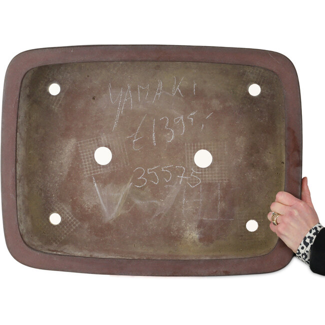 Rectangular unglazed bonsai pot by Yamaaki - 560 x 425 x 160 mm