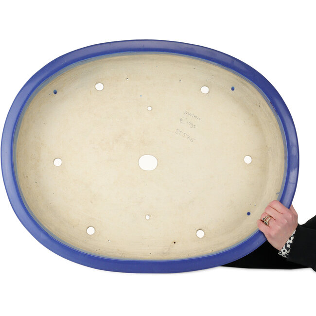 Pot ovale bleu pour bonsaï de Mazan - 685 x 540 x 145 mm