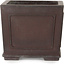 Square unglazed bonsai pot by Yamaaki Toshio (third generation) - 163 x 163 x 138 mm