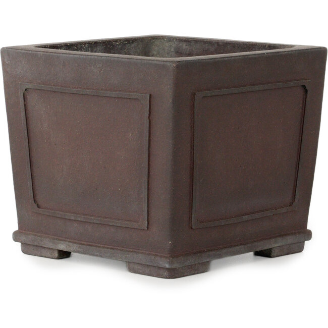 Maceta cuadrada sin esmaltar para bonsái de Yamaaki Toshio (tercera generación) - 163 x 163 x 138 mm