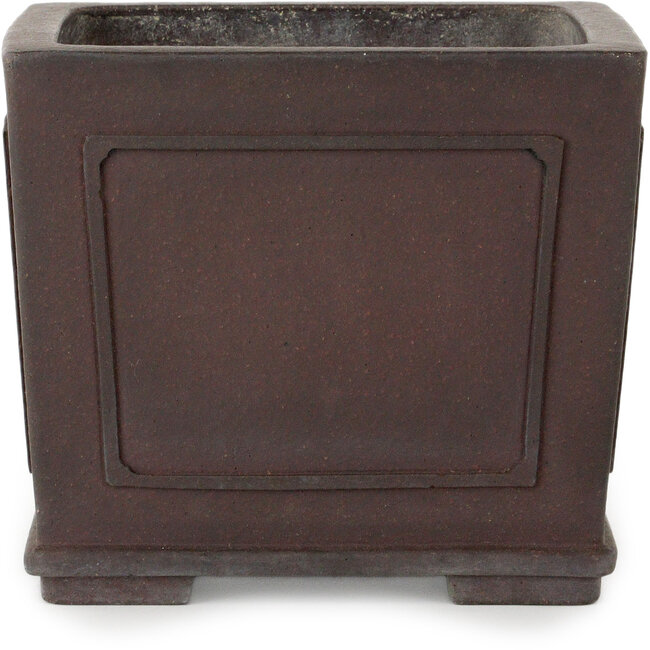 Vaso bonsai quadrato non smaltato di Yamaaki Toshio (terza generazione) - 163 x 163 x 138 mm