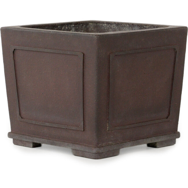 Pot à bonsaï carré non émaillé de Yamaaki Toshio (troisième génération) - 163 x 163 x 138 mm