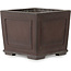 Square unglazed bonsai pot by Yamaaki Toshio (third generation) - 163 x 163 x 138 mm