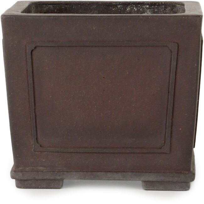 Square unglazed bonsai pot by Yamaaki Toshio (third generation) - 163 x 163 x 138 mm