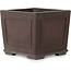 Maceta cuadrada sin esmaltar para bonsái de Yamaaki Toshio (tercera generación) - 163 x 163 x 138 mm