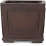 Square unglazed bonsai pot by Yamaaki Toshio (third generation) - 163 x 163 x 138 mm