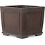 Maceta cuadrada sin esmaltar para bonsái de Yamaaki Toshio (tercera generación) - 163 x 163 x 138 mm
