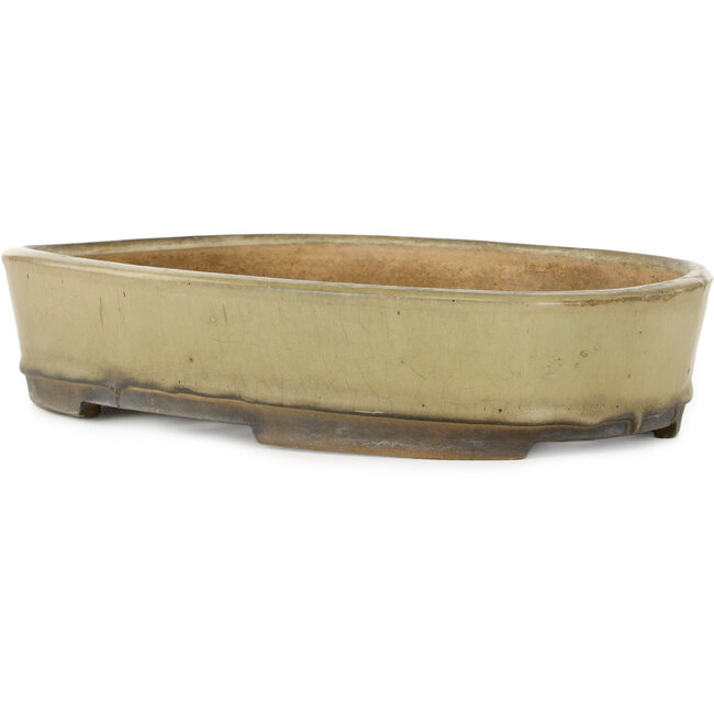 Oval off-white bonsai pot by Nakawatari - 370 x 255 x 68 mm