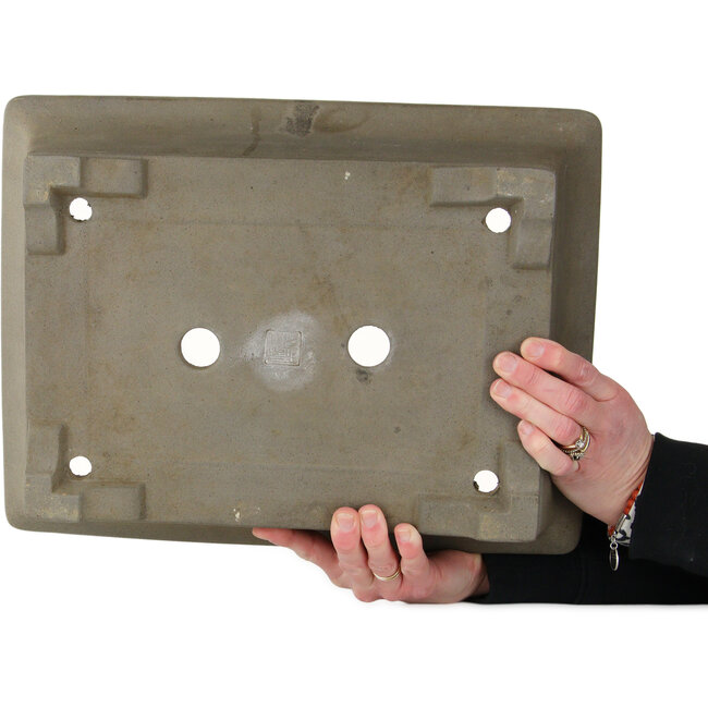 Pot à bonsaï rectangulaire non émaillé de Sanpo - 395 x 298 x 105 mm