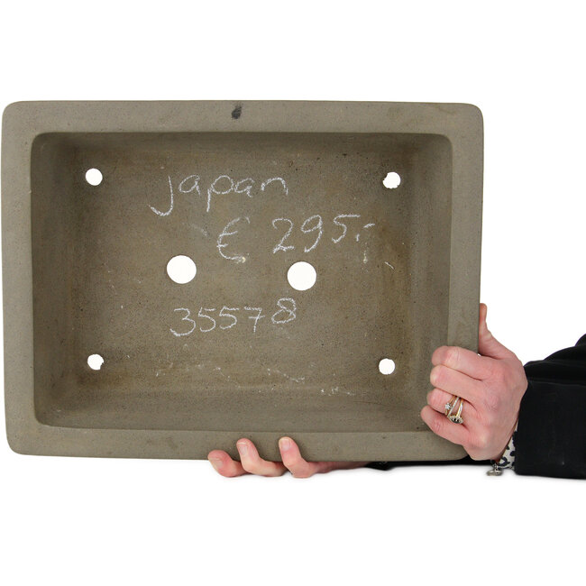 Rectangular unglazed bonsai pot by Sanpo - 395 x 298 x 105 mm