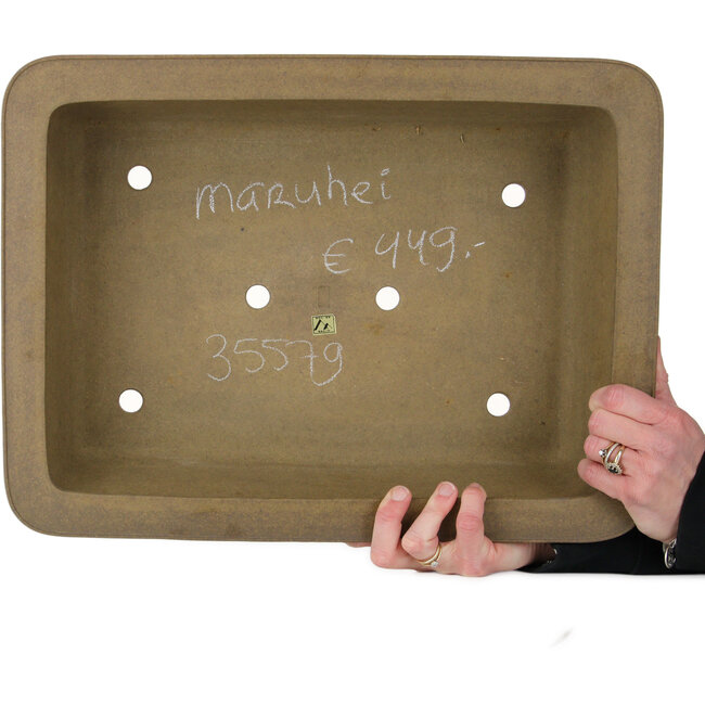 Rechthoekige, ongeglazuurde bonsaipot van Maruhei - 445 x 330 x 108 mm