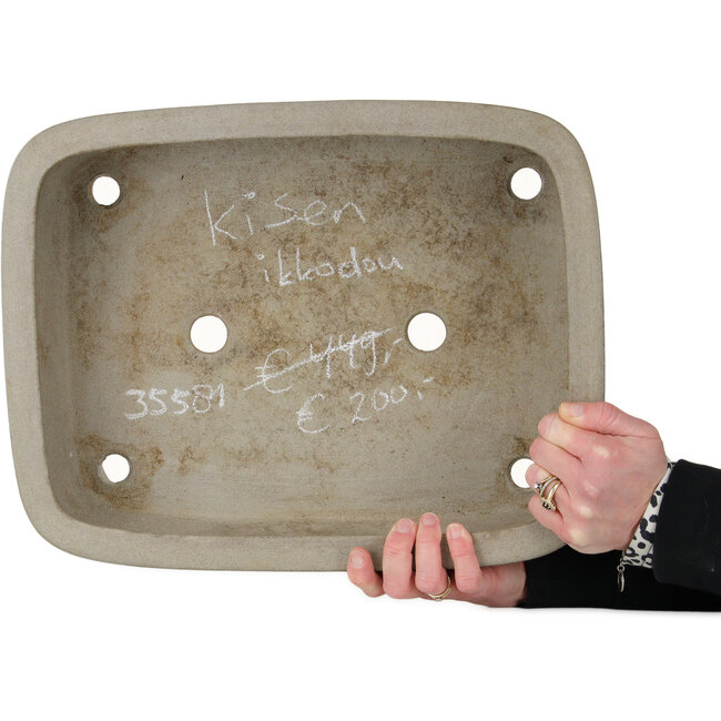 Pot à bonsaï rectangulaire non émaillé de Kisen Ikkoudou - 410 x 320 x 110 mm