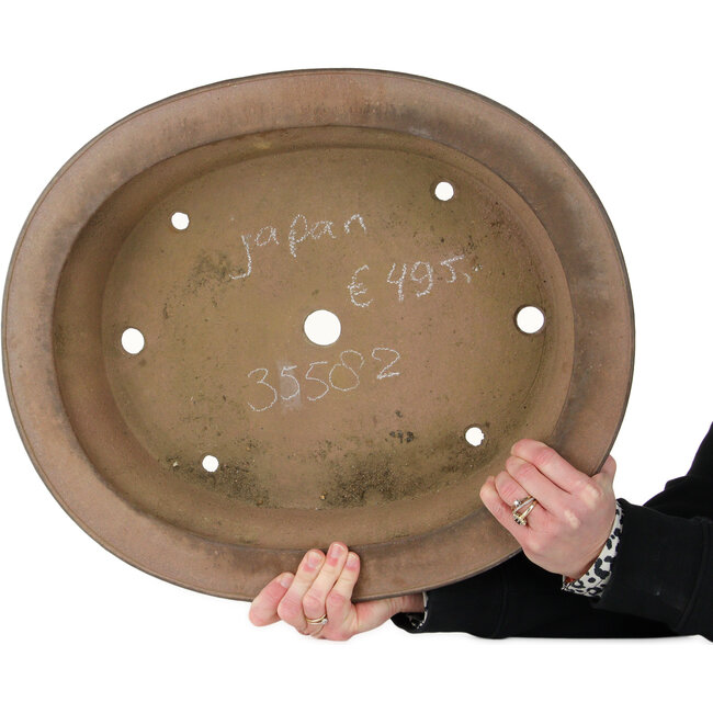 Oval unglazed bonsai pot - 500 x 415 x 98 mm