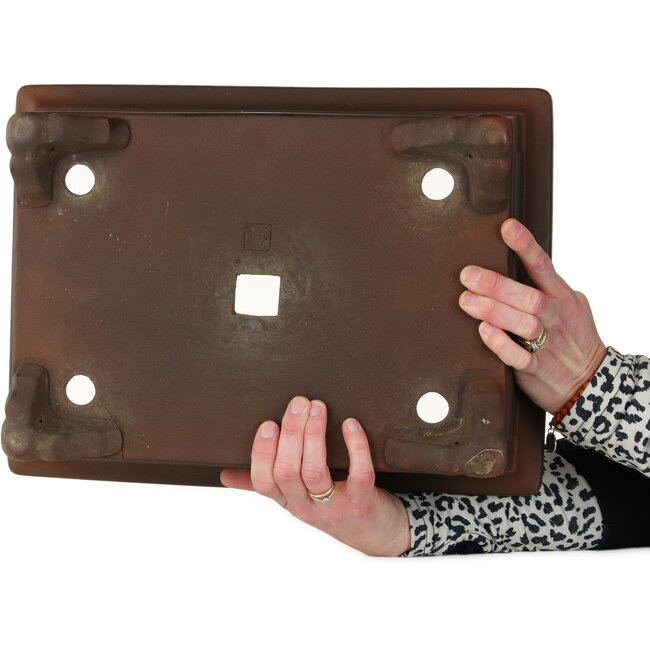 Rechthoekige, ongeglazuurde bonsaipot van Toshun - 405 x 300 x 135 mm