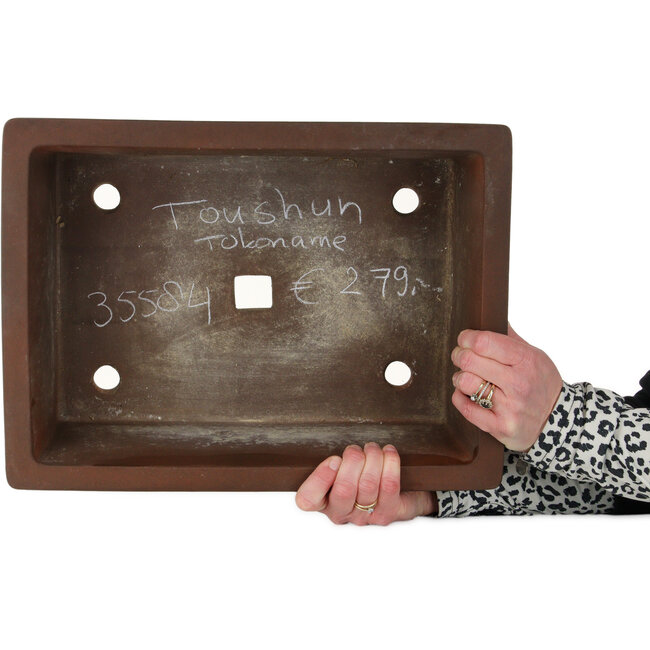 Maceta rectangular sin esmaltar para bonsái de Toshun - 405 x 300 x 135 mm