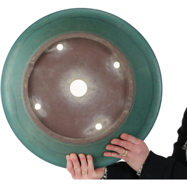 Ronde groene bonsaipot van Yamaaki - 445 x 445 x 145 mm