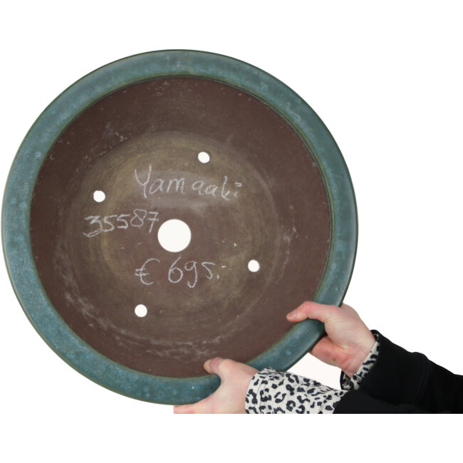 Maceta redonda verde para bonsái de Yamaaki - 445 x 445 x 145 mm