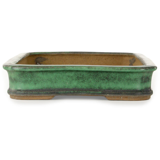 Pot à bonsaï rectangulaire vert de Shuhou - 422 x 285 x 65 mm