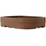 Oval unglazed bonsai pot by Akira Shozan (Mr. Akira Watanabe and Mr. Fumikazu Watanabe, Jukousan) - 452 x 370 x 100 mm
