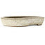 Ovale gebroken witte bonsaipot van Yoshimura Shuuhou, 2e generatie. Kataoka Susumu - 355 x 265 x 60 mm