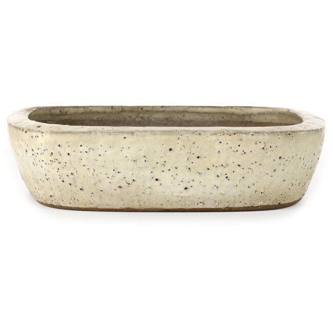 Pot à bonsaï ovale blanc cassé par Yoshimura Shuuhou, 2ème génération. Kataoka Susumu - 355 x 265 x 60 mm