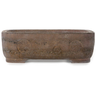  Yamaaki Vaso bonsai rettangolare non smaltato da 335 mm di Yamaaki Shosen/Akitsugu/Juudo (prima generazione), Tokoname, Giappone