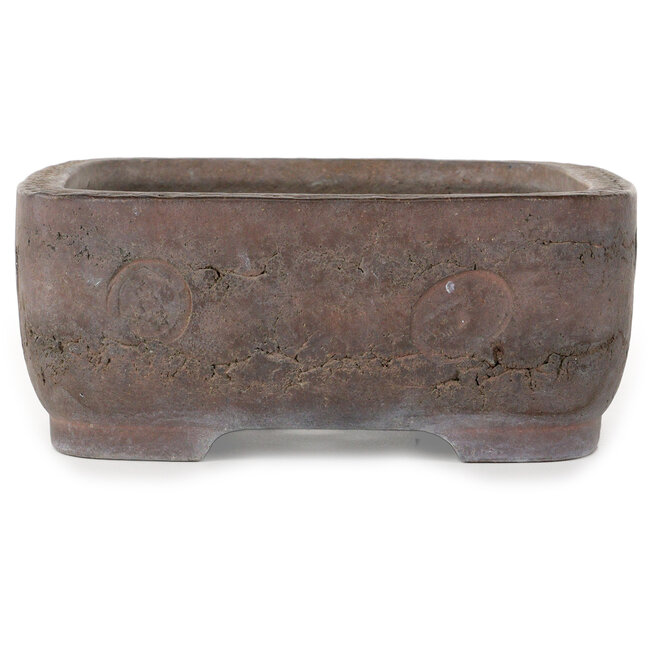 Rectangular unglazed bonsai pot by Yamaaki Shosen/Akitsugu/Juudo (first generation) - 335 x 255 x 100 mm