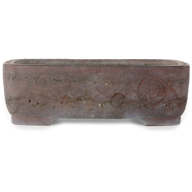 Rectangular unglazed bonsai pot by Yamaaki Shosen/Akitsugu/Juudo (first generation) - 335 x 255 x 100 mm