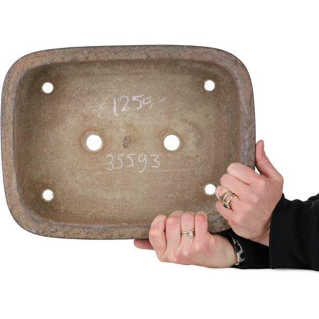 Rechthoekige ongeglazuurde bonsaipot van Yamaaki Shosen/Akitsugu/Juudo (eerste generatie) - 335 x 255 x 100 mm