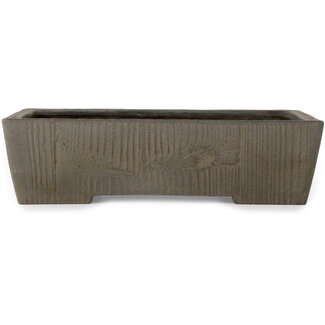  Yamaaki Pot à bonsaï rectangulaire non émaillé de 388 mm par Yamaaki Shosen/Akitsugu/Juudo (première génération), Tokoname, Japon