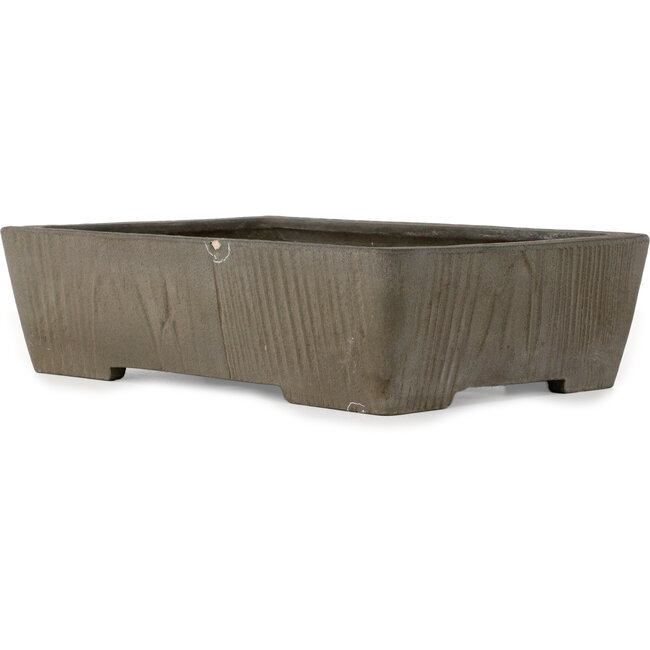 Rectangular unglazed bonsai pot by Yamaaki Shosen/Akitsugu/Juudo (first generation) - 388 x 263 x 100 mm