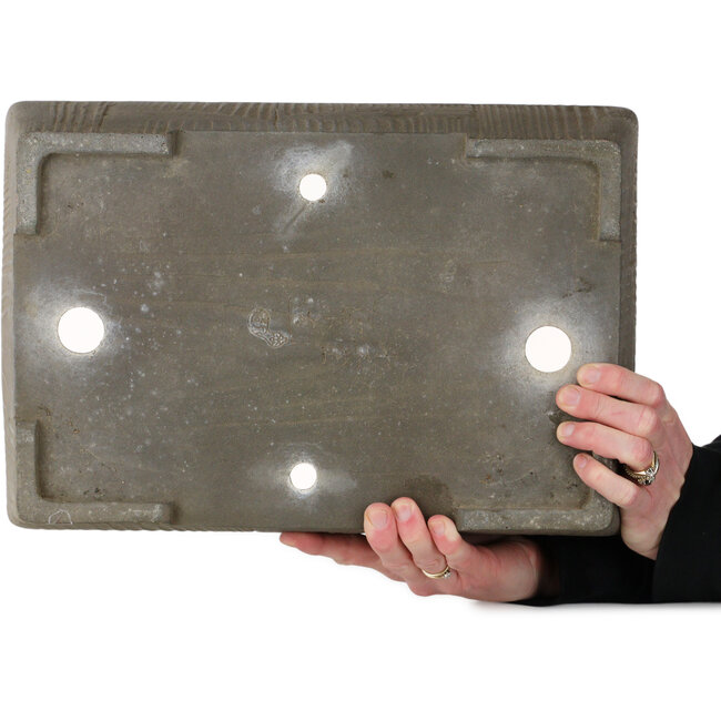 Vaso bonsai rettangolare non smaltato di Yamaaki Shosen/Akitsugu/Juudo (prima generazione) - 388 x 263 x 100 mm