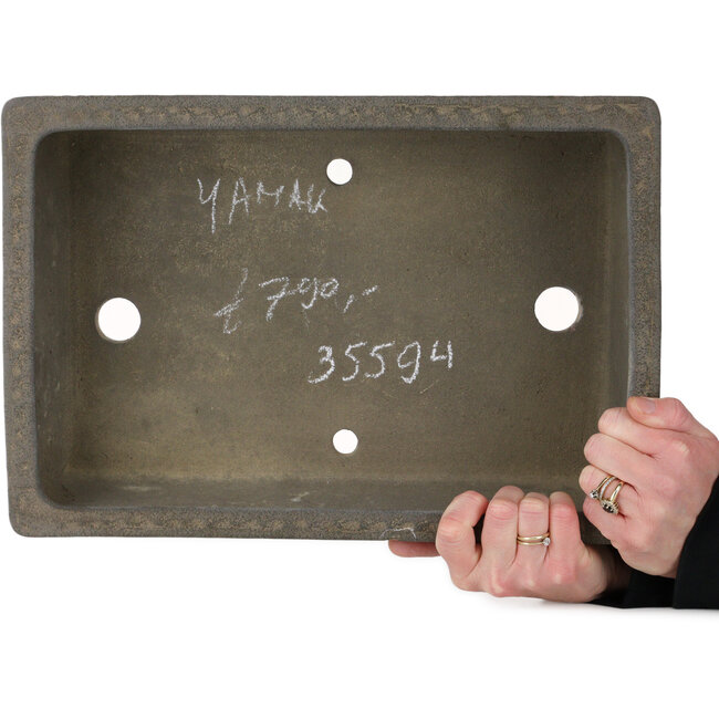 Pot à bonsaï rectangulaire non émaillé de Yamaaki Shosen/Akitsugu/Juudo (première génération) - 388 x 263 x 100 mm