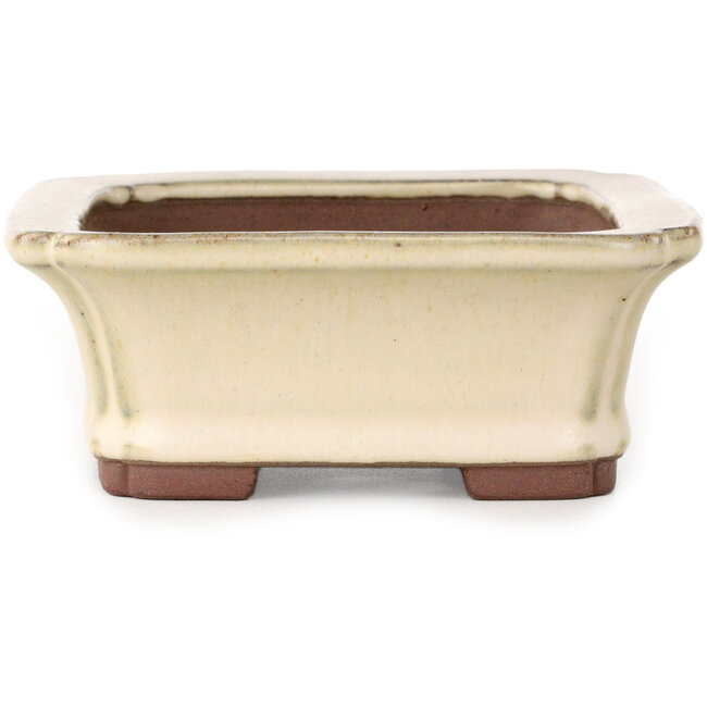 Rechteckiger, cremefarbener Bonsai-Topf von Yamaaki – 155 x 123 x 47 mm