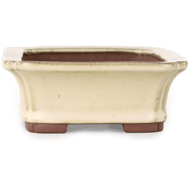 Rechthoekige, gebroken witte bonsaipot van Yamaaki - 155 x 123 x 47 mm