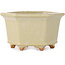 Zeshoekige, gebroken witte bonsaipot van Hattori - 128 x 128 x 70 mm