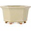 Pot à bonsaï hexagonal blanc cassé de Hattori - 128 x 128 x 70 mm