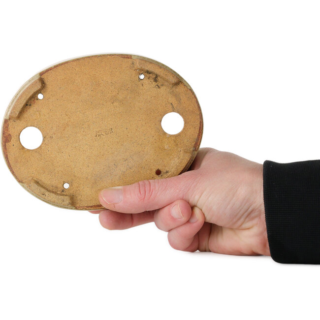 Pot à bonsaï ovale blanc cassé de Hattori - 140 x 107 x 23 mm