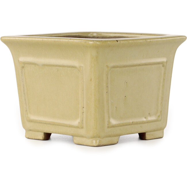 Vaso bonsai quadrato bianco sporco di Shibakatsu - 123 x 123 x 90 mm